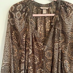 H&M Paisley Boho Dress with Slip Brown Bohemian Hippie